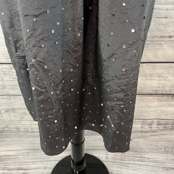 Coldwater Creek Dress size 14 Gray Beaded Flared Sequins Pleating Midi Lagenlook - Picture 5 of 9